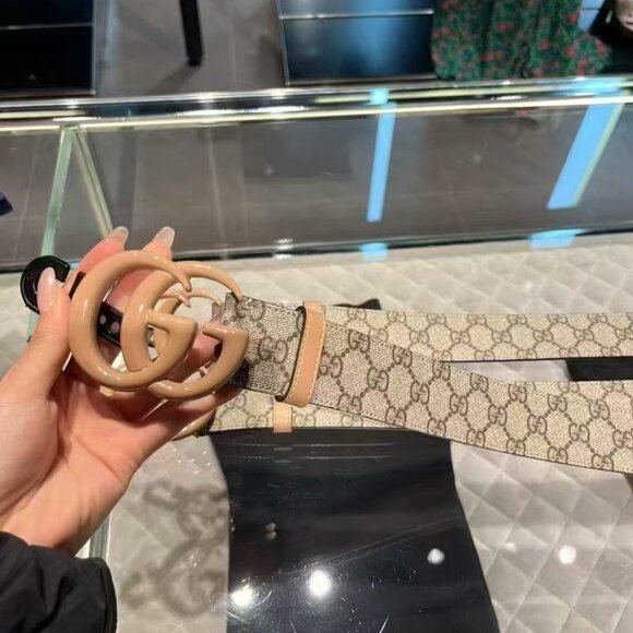NWT Authentic Gucci GG Marmont Belt  Pink/Beige